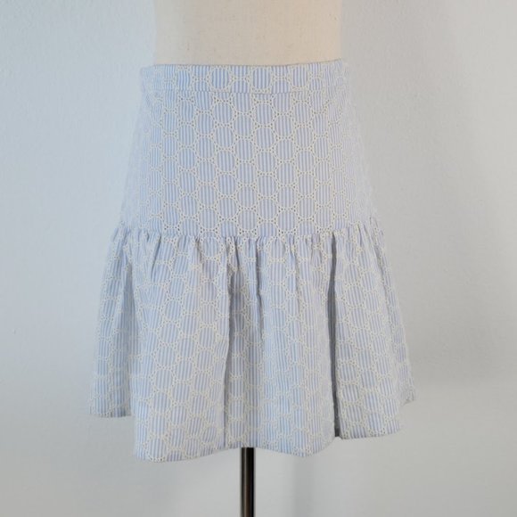 J. Crew Dresses & Skirts - J.CREW seersucker eyelet mini skirt blue Sz 6
